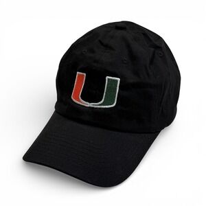 University of Miami Hat Hit Wear Black Baseball Cap Adjustable Hurricanes